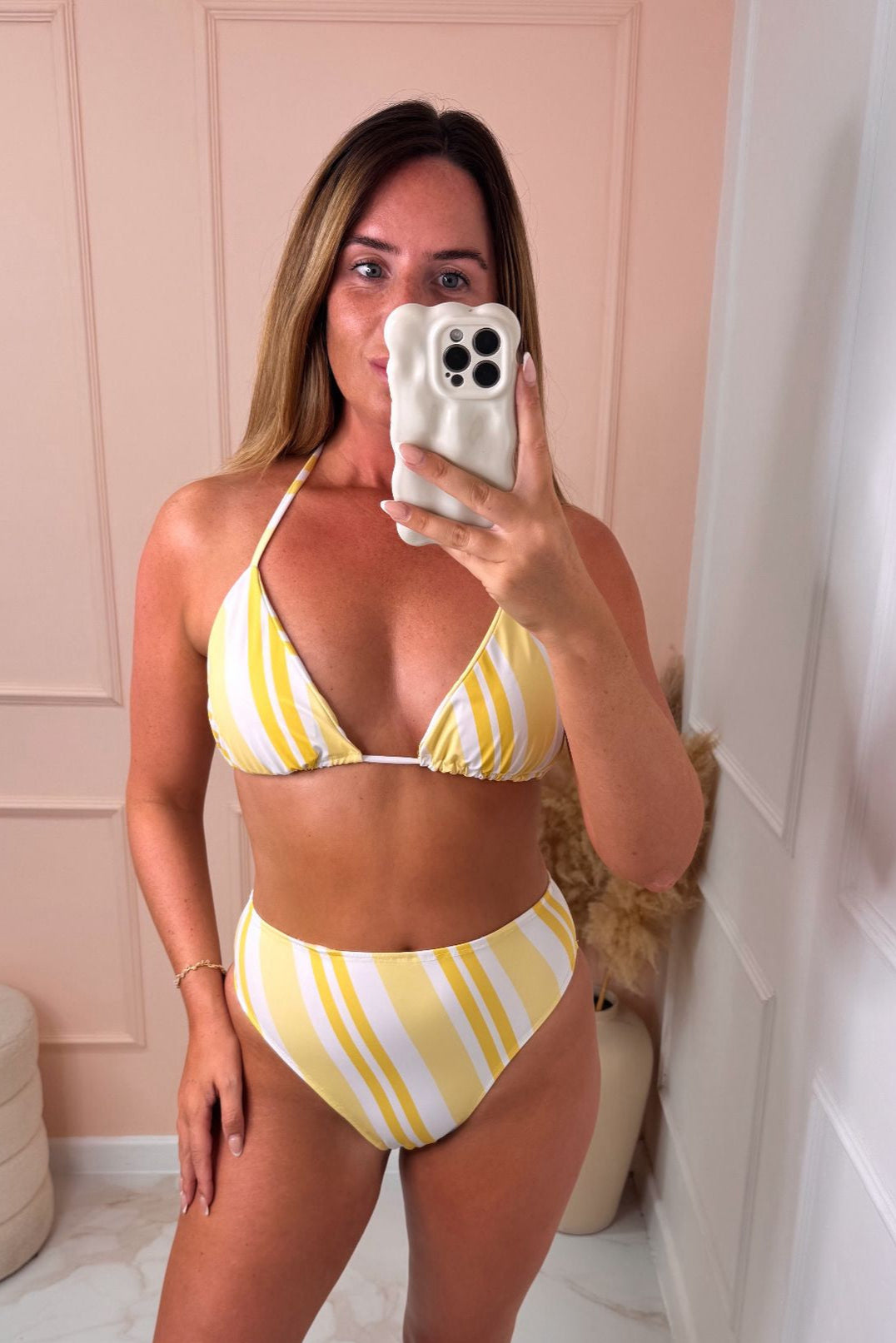 Citrus Yellow Triangle High Waisted Bikini Set