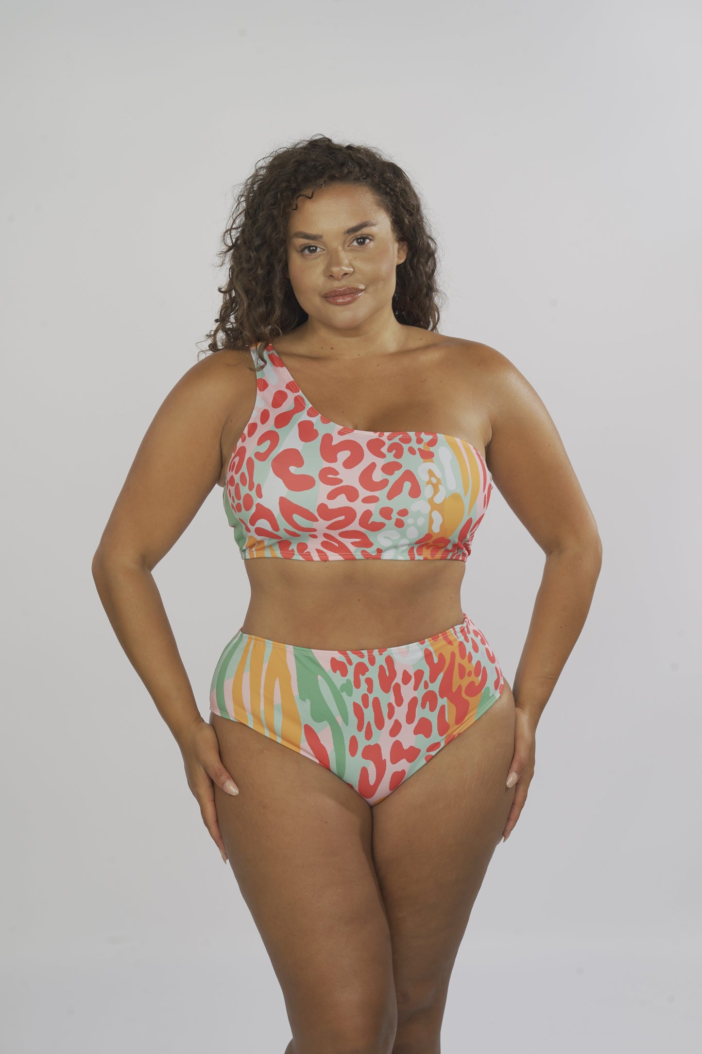 Nina One Shoulder High Waisted Bikini Set