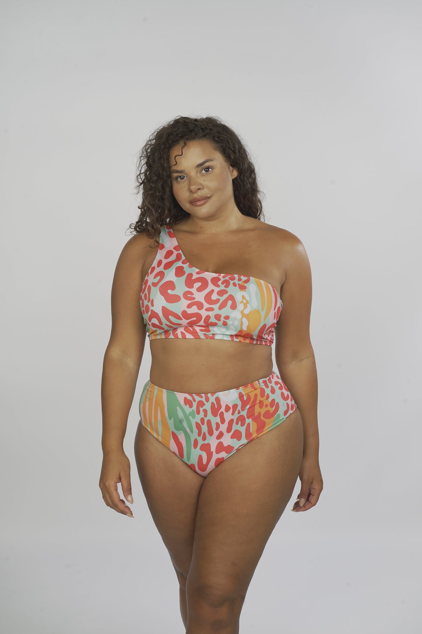 Nina One Shoulder High Waisted Bikini Set