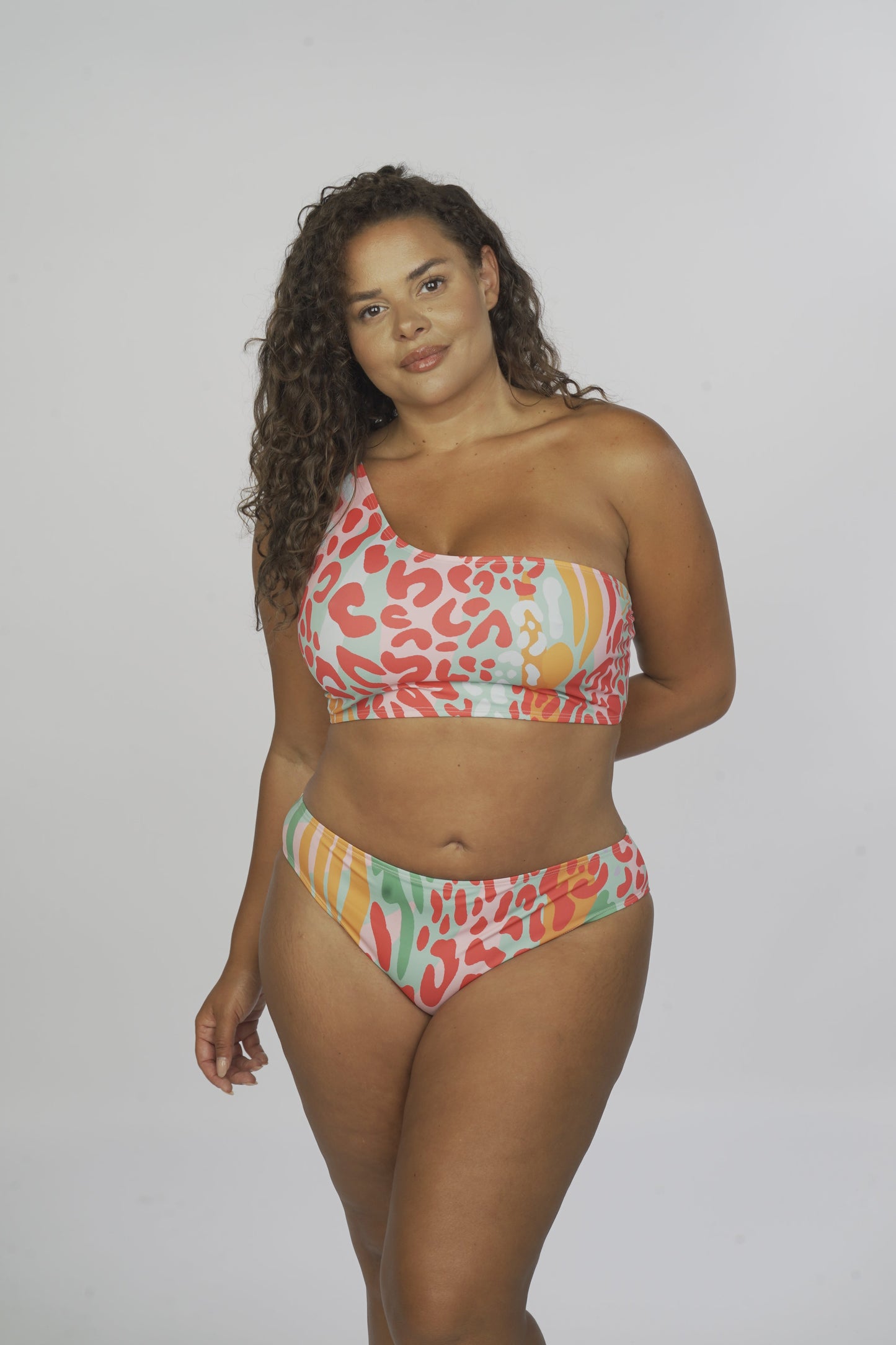Nina One Shoulder Low-rise Bikini Set
