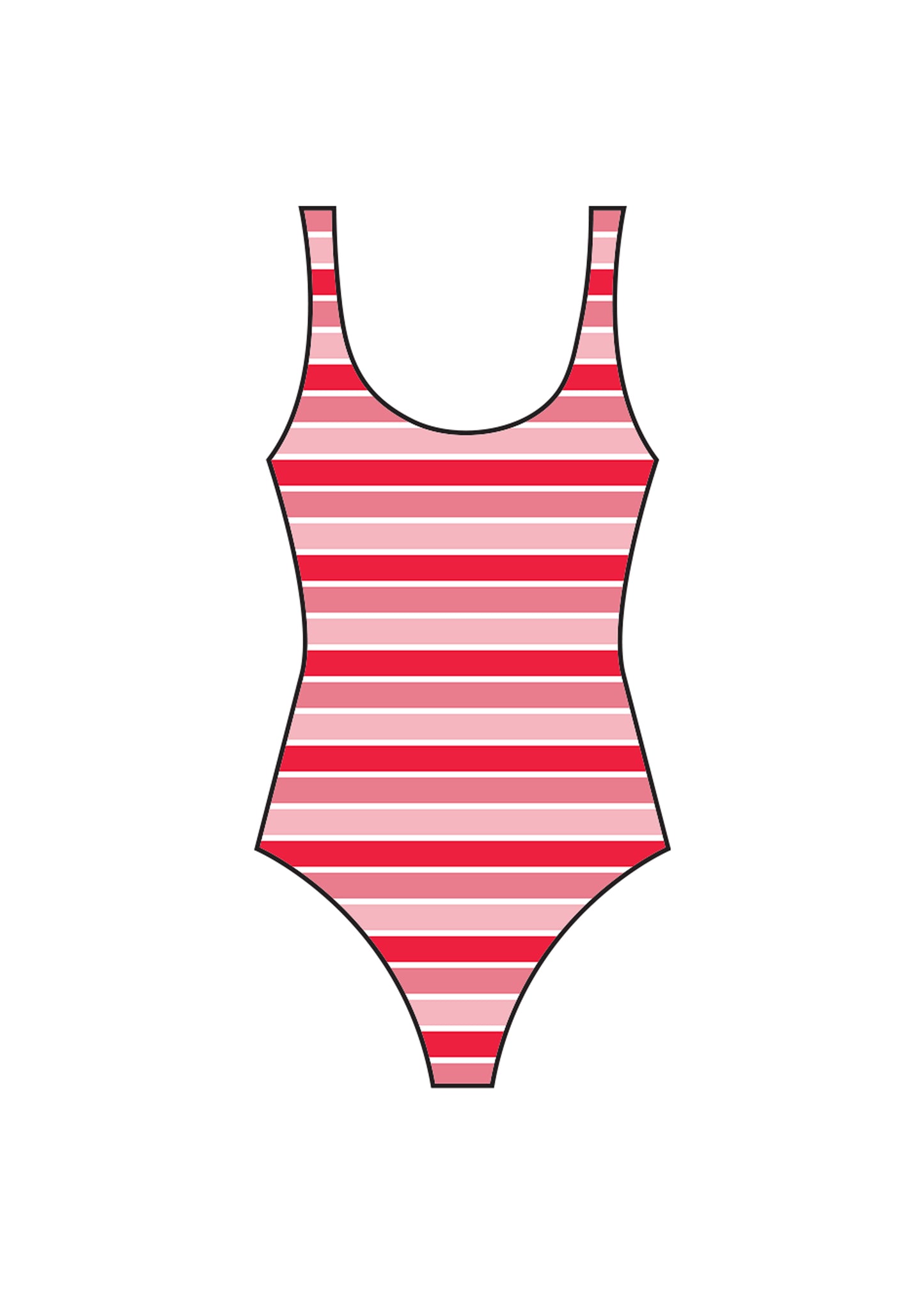 Sunset Pink Striped Swimsuit
