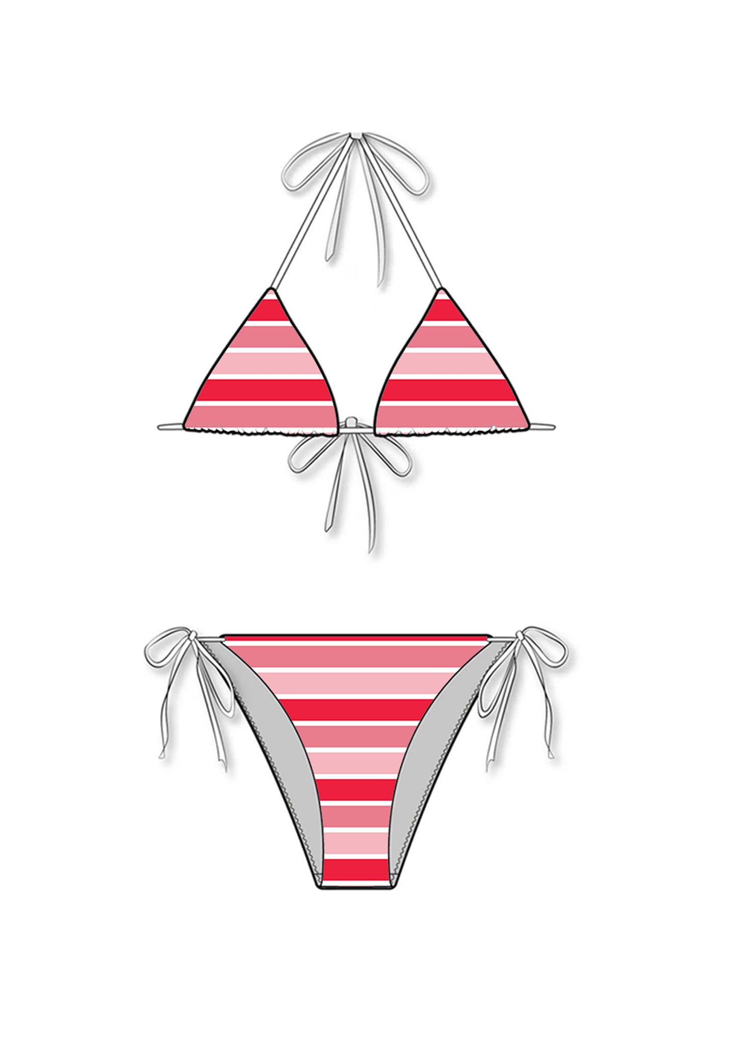 Sunset Pink Low-Rise Tie String Bikini Set