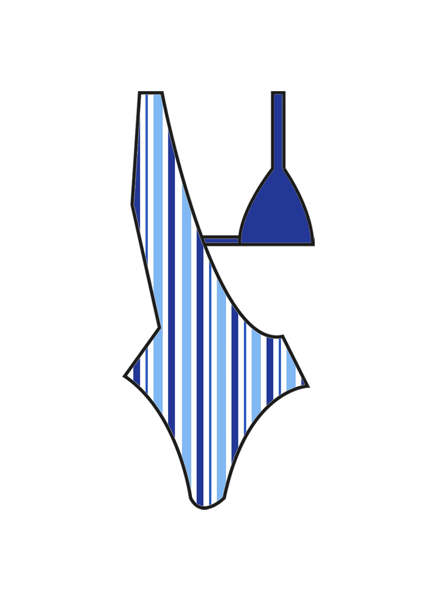 Ocean Blue Shoulder Swimsuit with Bikini Top