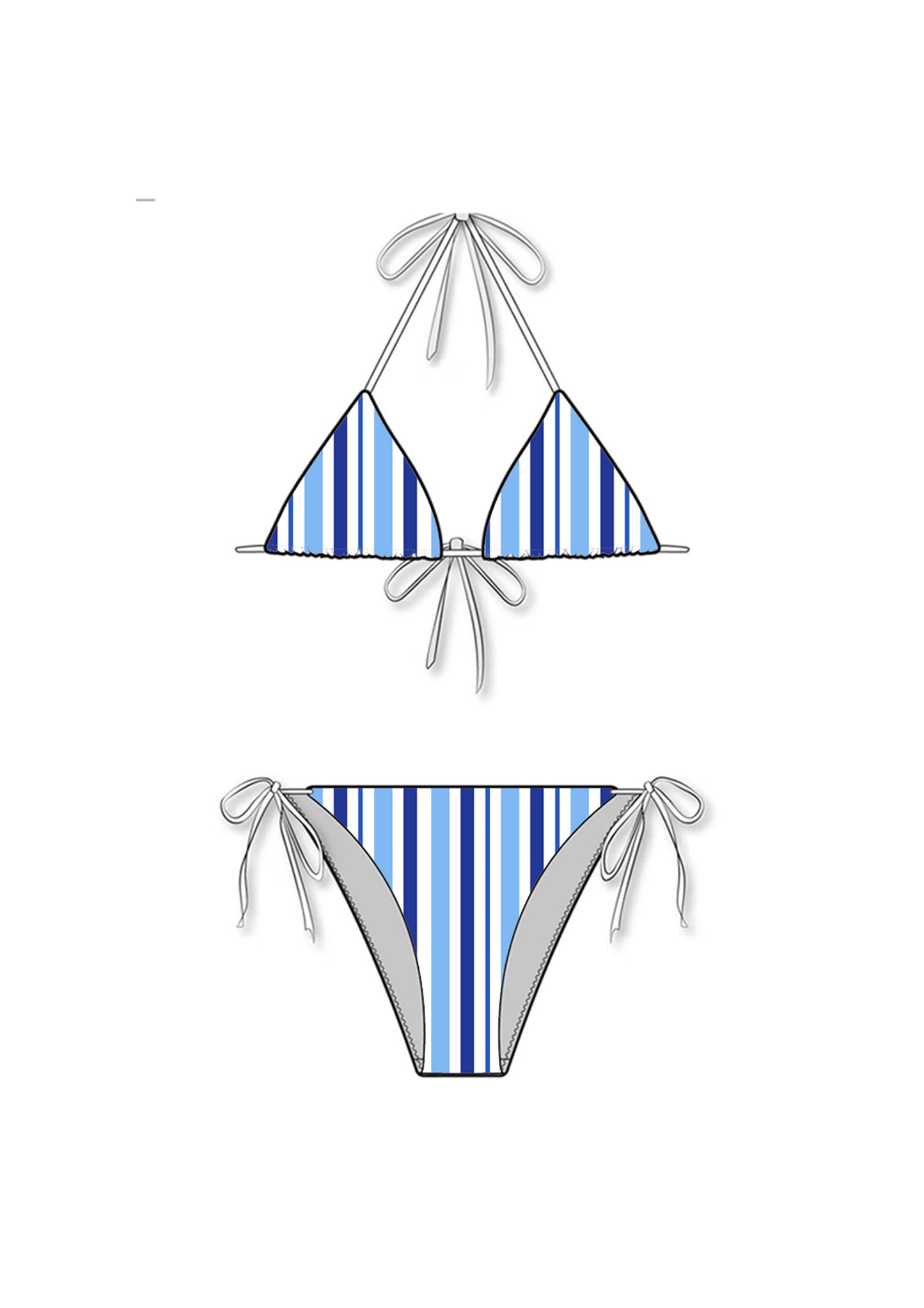 Ocean Blue Low-Rise Tie String Bikini Set