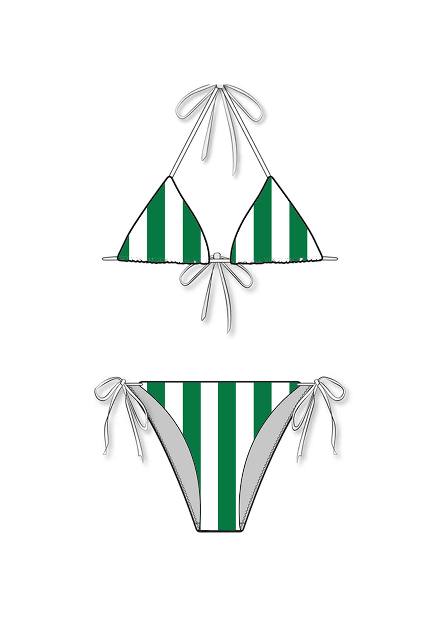 Palm Green Low-Rise Tie String Bikini Set