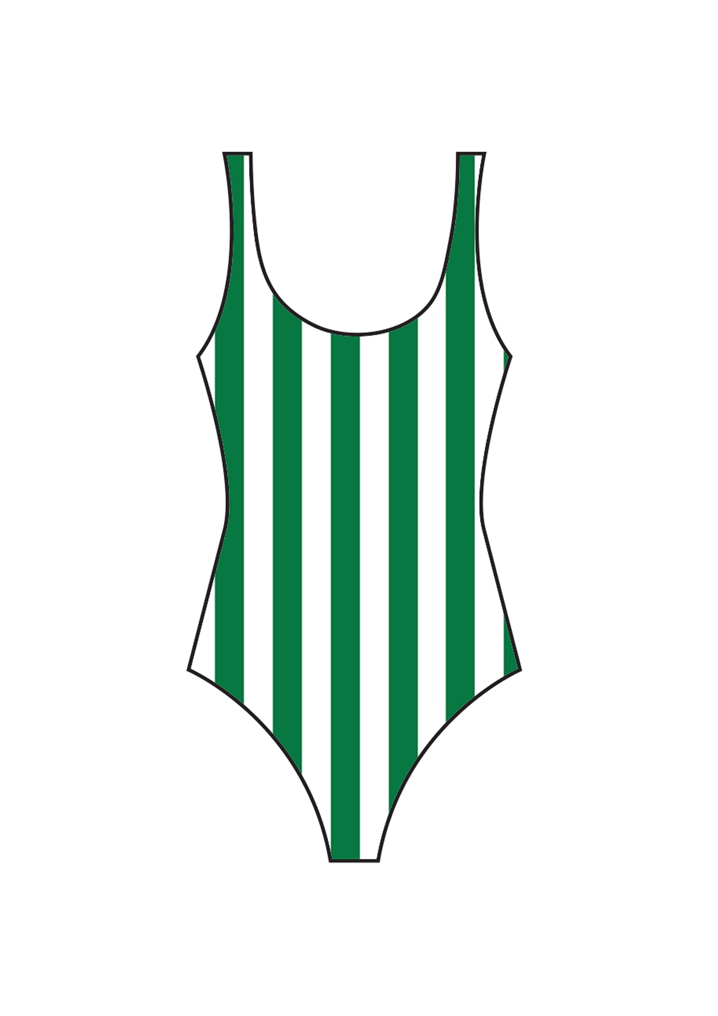 Palm Green Striped Swimsuit