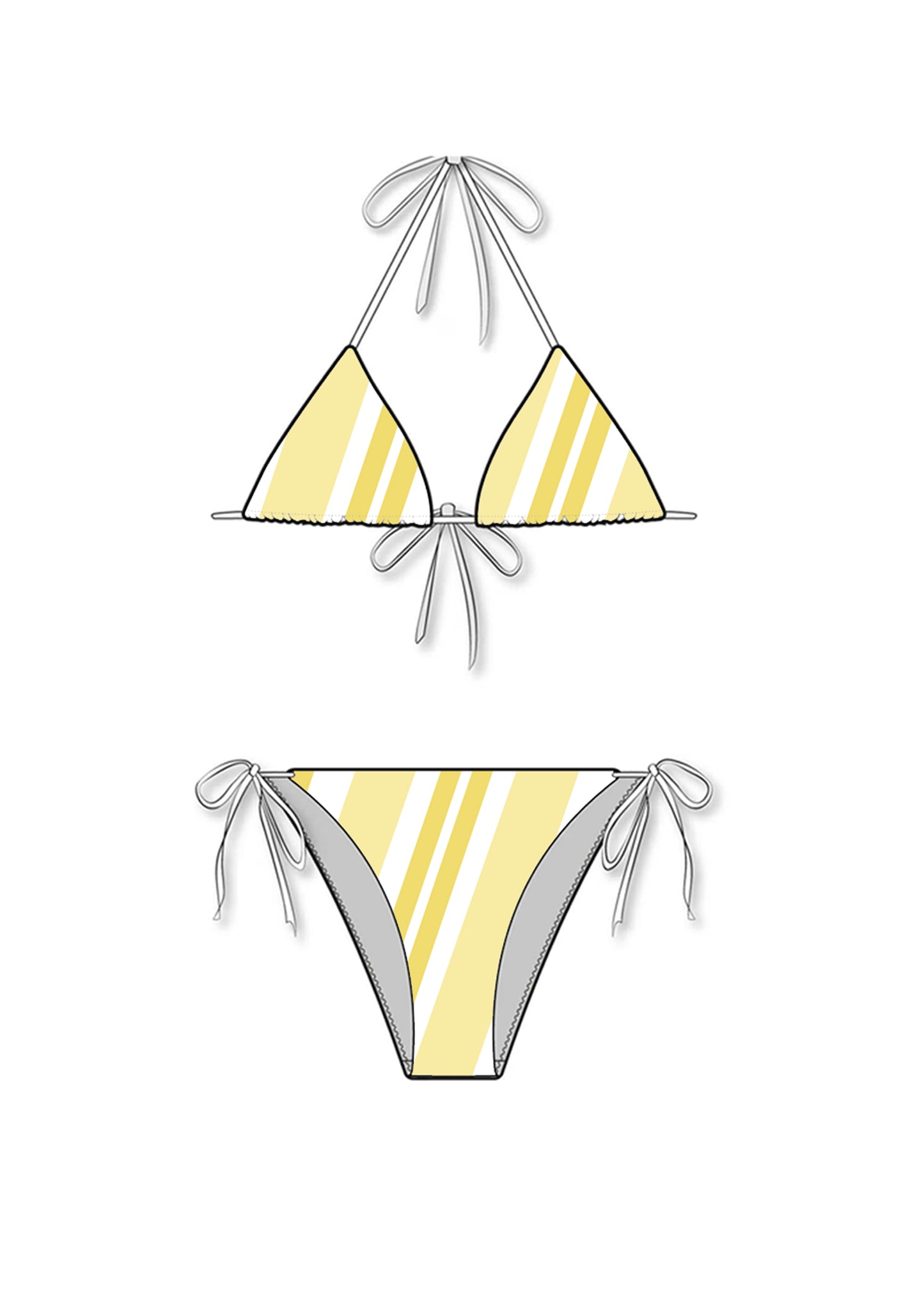 Citrus Yellow Low-Rise Tie String Bikini Set