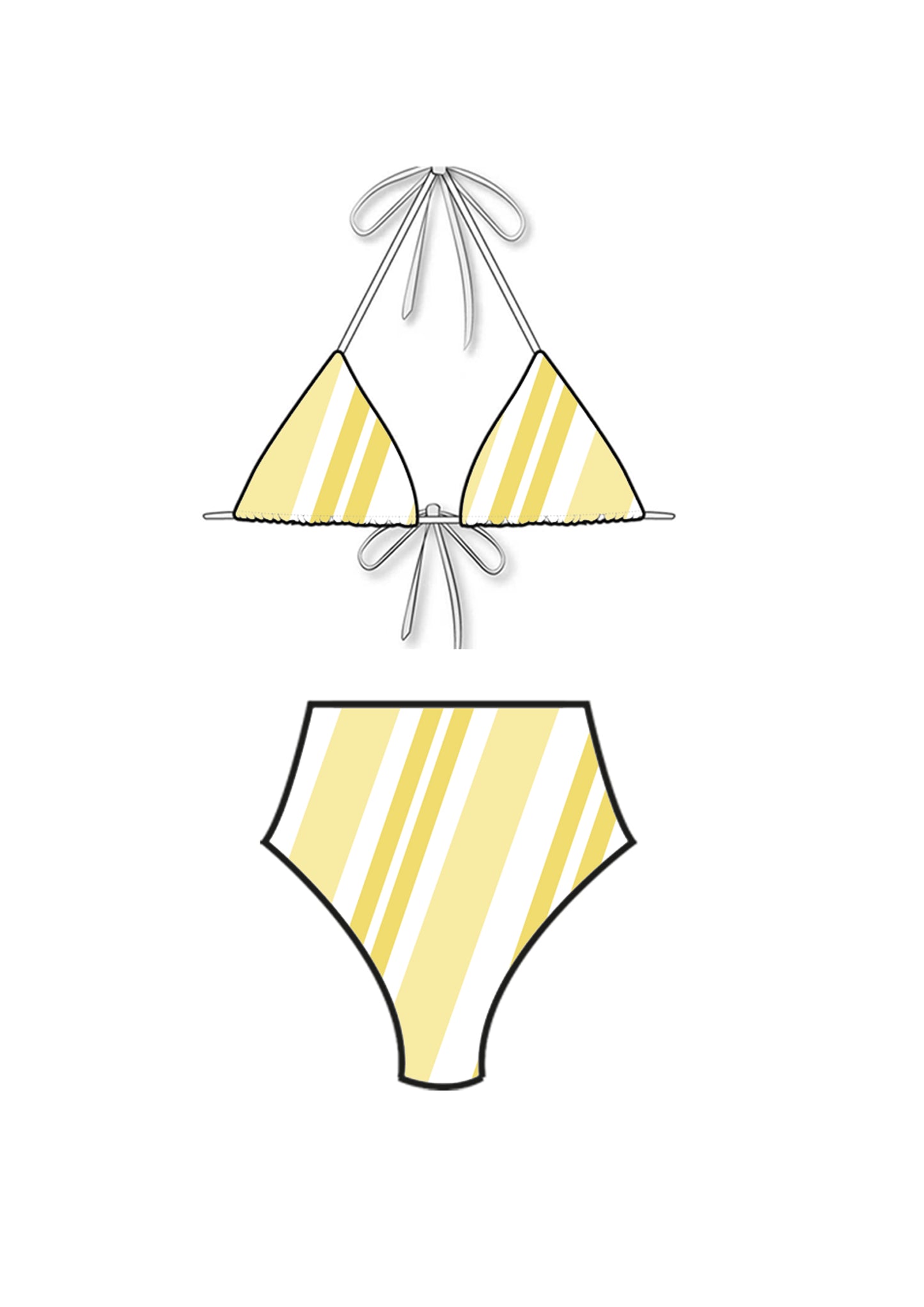 Citrus Yellow Triangle High Waisted Bikini Set