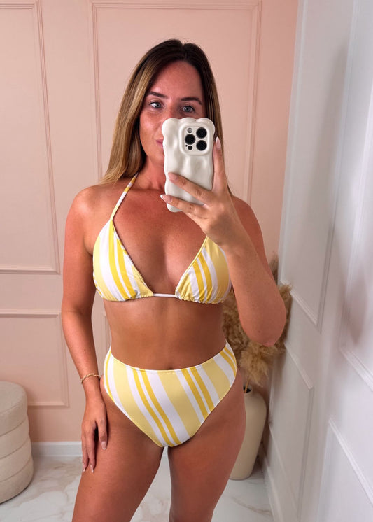 Citrus Yellow Triangle High Waisted Bikini Set