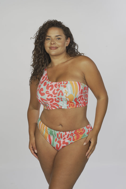 Nina One Shoulder Low-rise Bikini Set