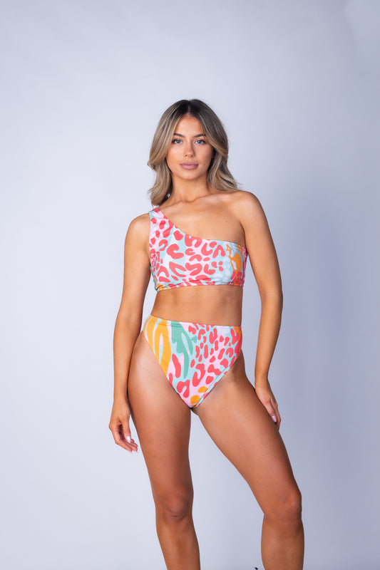 Nina One Shoulder High Waisted Bikini Set
