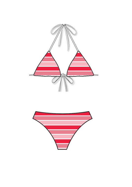 Sunset Pink Triangle Low-Rise Bikini Set