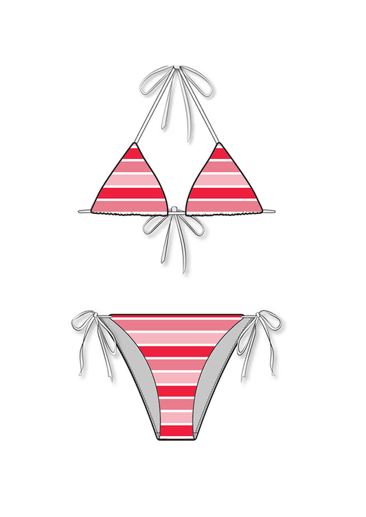 Sunset Pink Low-Rise Tie String Bikini Set