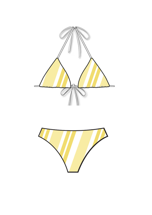 Citrus Yellow Triangle Low-Rise Bikini Set
