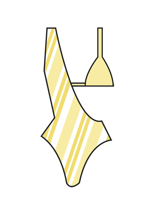 Citrus Yellow Shoulder Swimsuit with Bikini Top