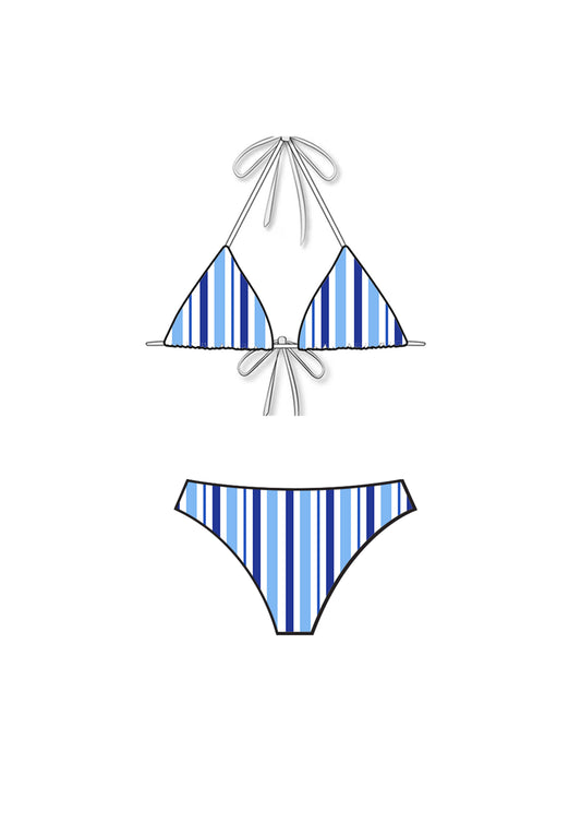 Ocean Blue Triangle Low-Rise Bikini Set