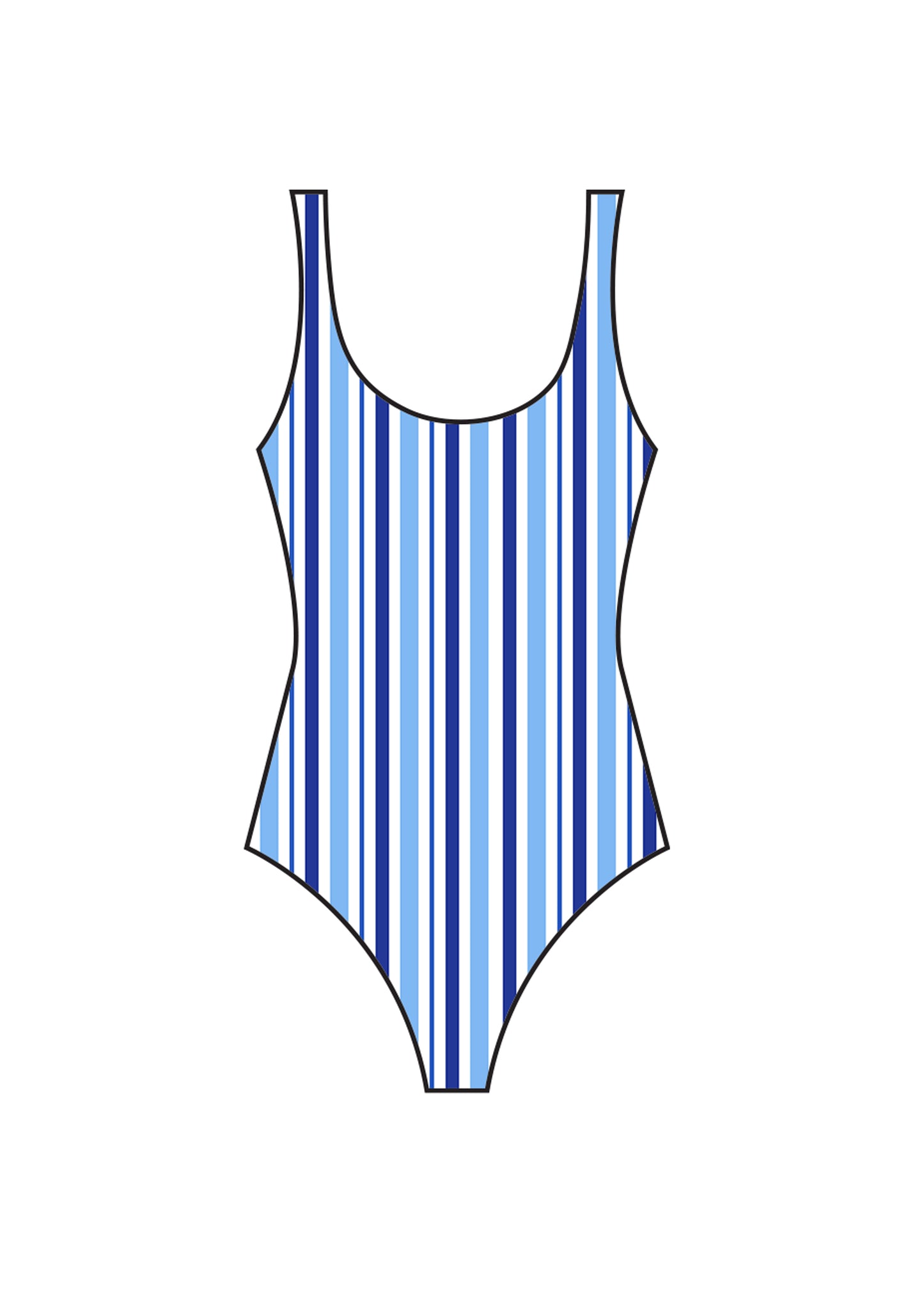Ocean Blue Striped Swimsuit