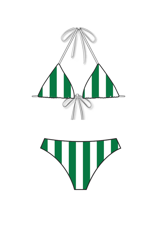 Palm Green Triangle Low-Rise Bikini Set