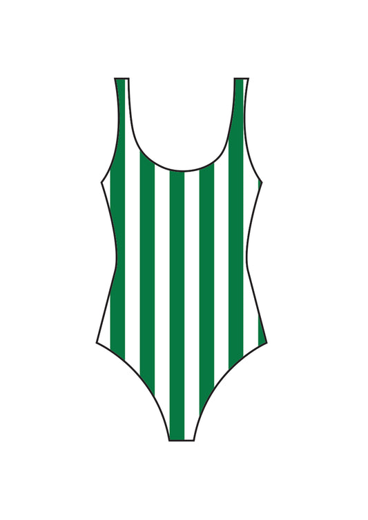 Palm Green Striped Swimsuit