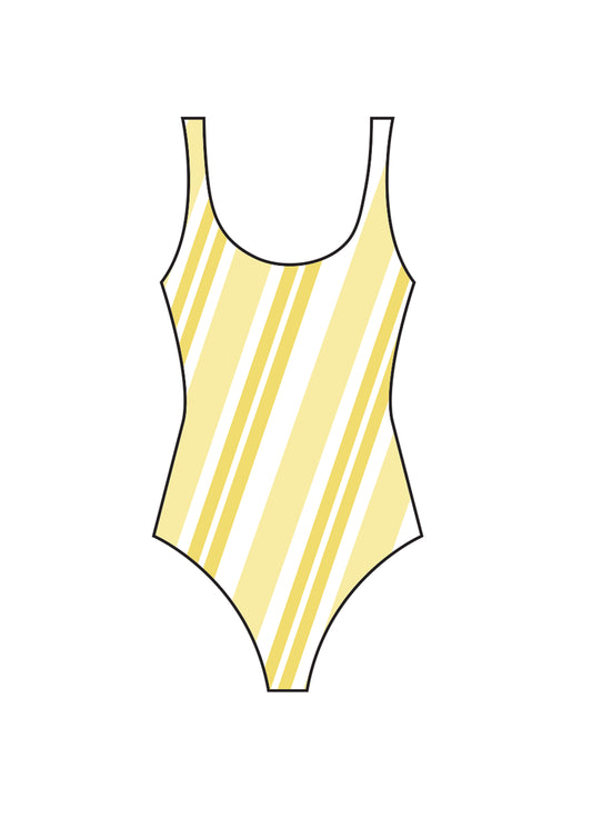 Citrus Yellow Striped Swimsuit