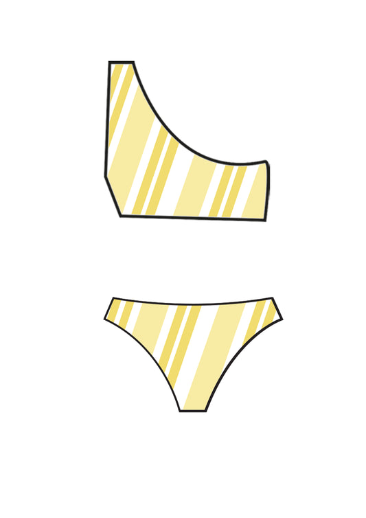 Citrus Yellow One Shoulder Low-rise Bikini Set